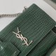 Saint Laurent Sunset Medium Bag In Green Crocodile Embossed Leather