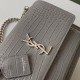 Saint Laurent Sunset Medium Bag In Grey Crocodile Embossed Leather