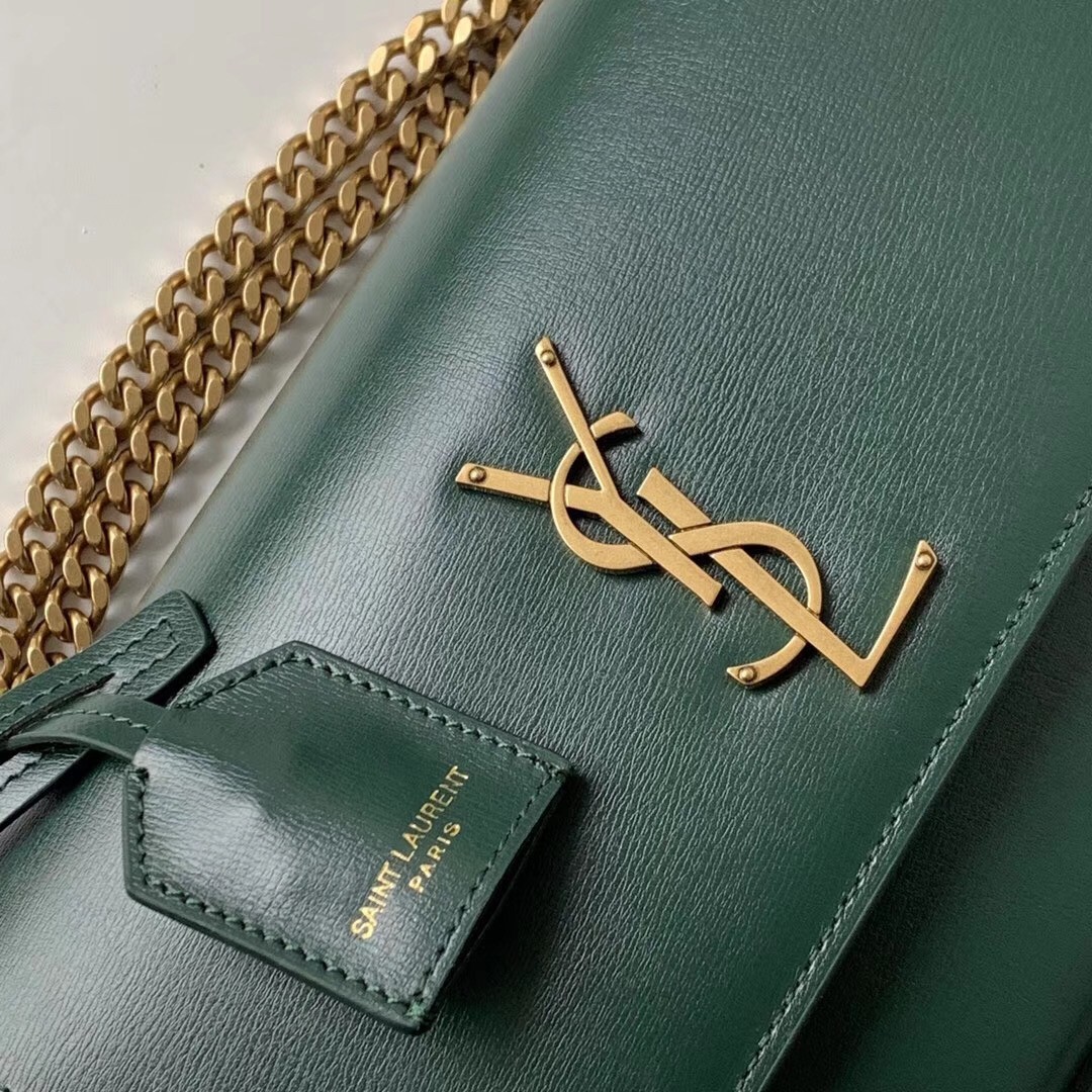 Saint Laurent Sunset Medium Bag In Green Calfskin