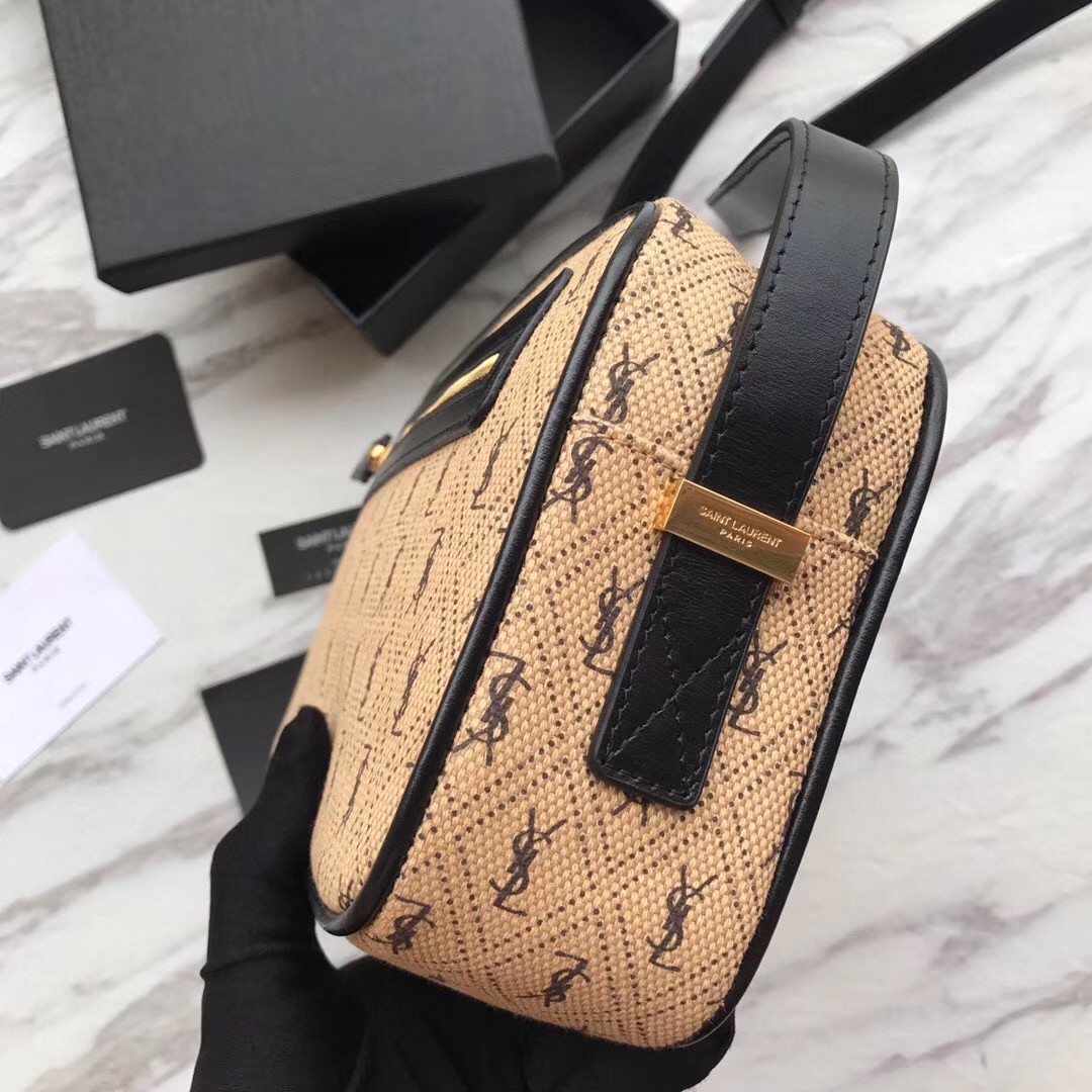 Saint Laurent Monogram All Over Camera Bag In Canvas