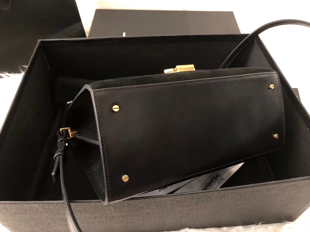 Saint Laurent Cassandra Medium Bag In Black Suede