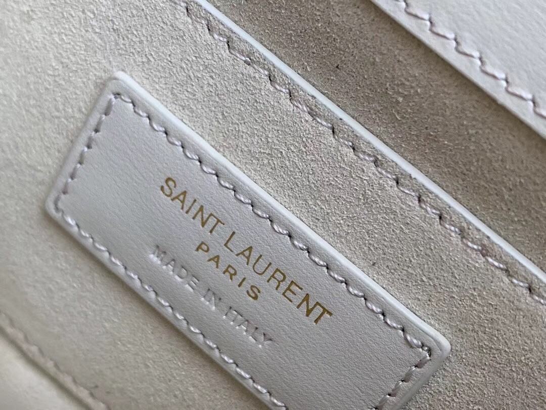 Saint Laurent Sunset Medium Bag In White Calfskin