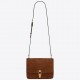 Saint Laurent Carre Satchel Bag In Brown Suede Leather