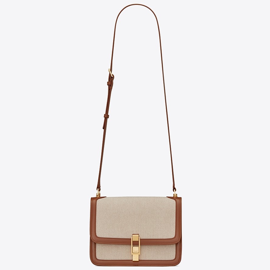 Saint Laurent Carre Satchel Bag In Beige Canvas