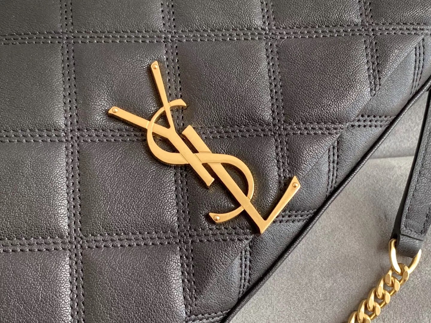 Saint Laurent WOC Becky Chain Wallet In Black Lambskin