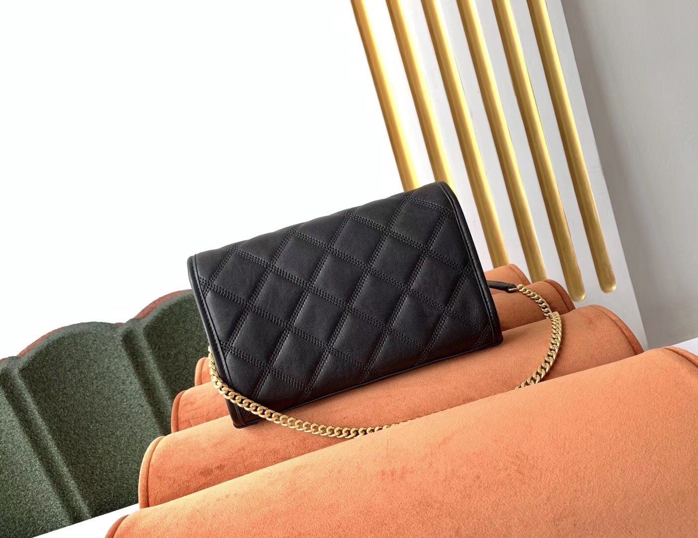 Saint Laurent WOC Becky Chain Wallet In Black Lambskin