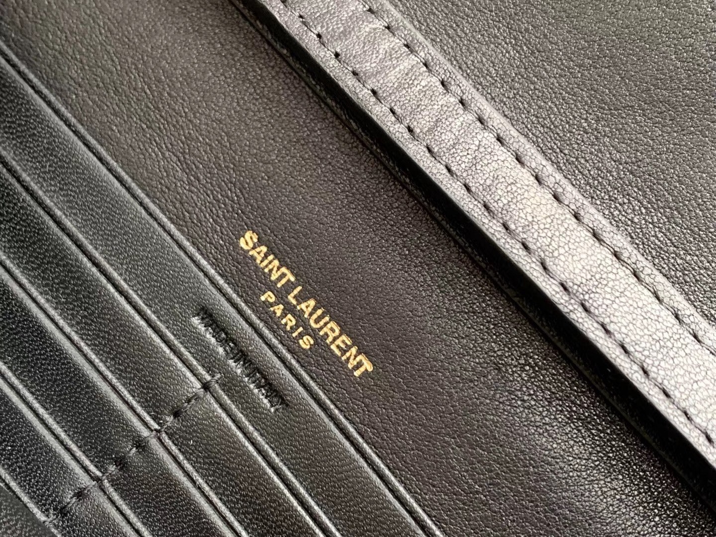 Saint Laurent WOC Becky Chain Wallet In Black Lambskin