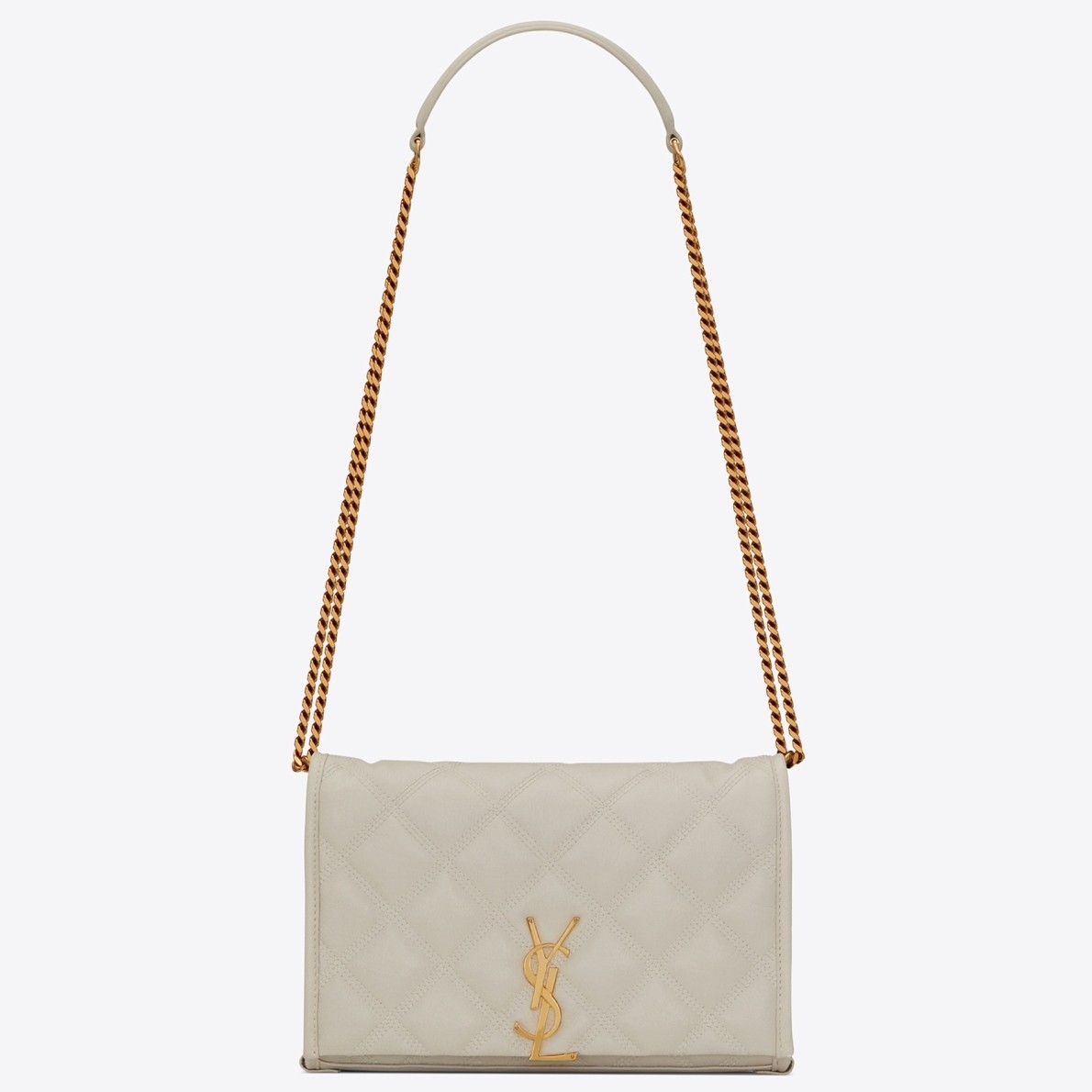 Saint Laurent WOC Becky Chain Wallet In White Lambskin