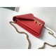 Saint Laurent WOC Cassandra Chain Wallet In Red Leather