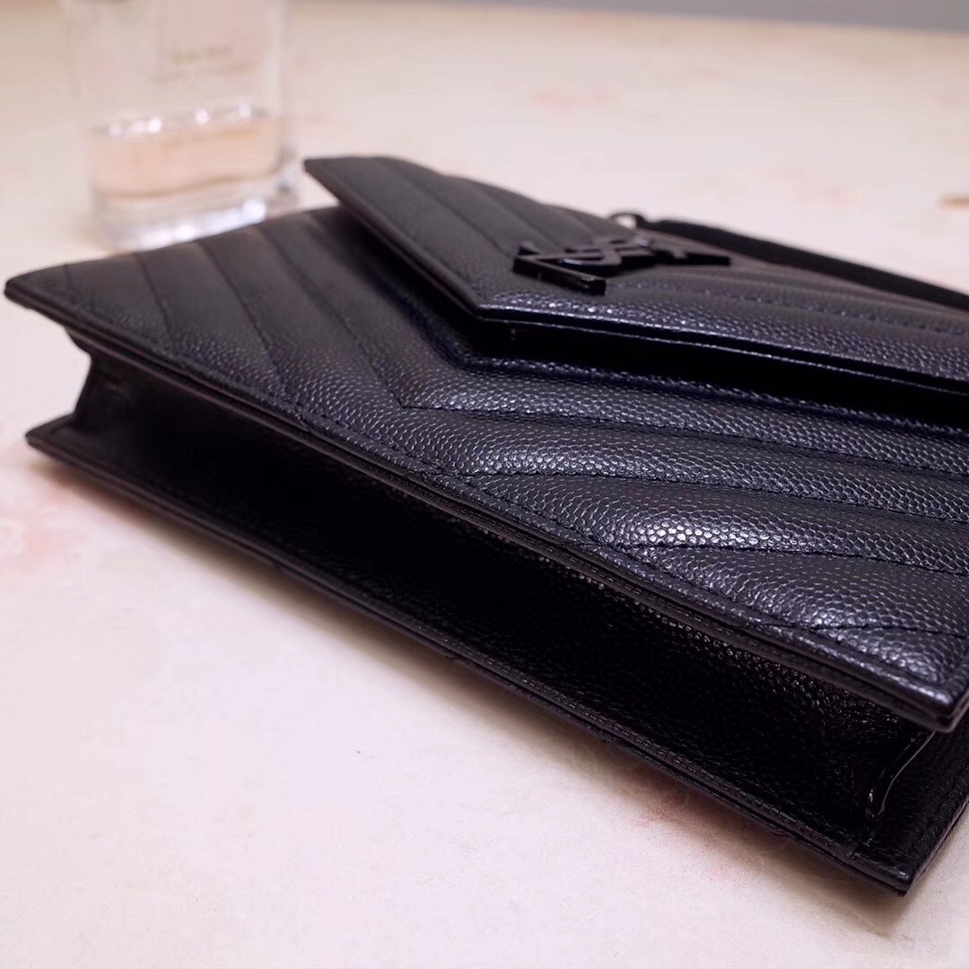 Saint Laurent WOC Envelope Chain Wallet All Black