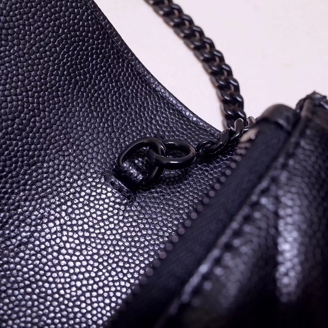 Saint Laurent WOC Envelope Chain Wallet All Black