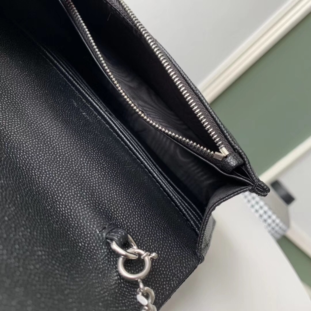 Saint Laurent WOC Envelope Chain Wallet In Noir Leather