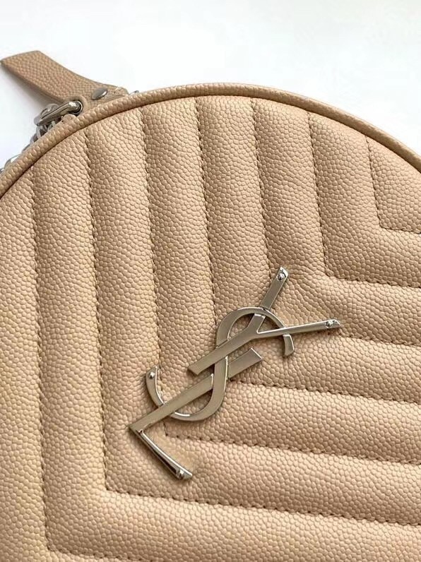 Saint Laurent Vinyle Round Camera Bag In Beige Grained Leather