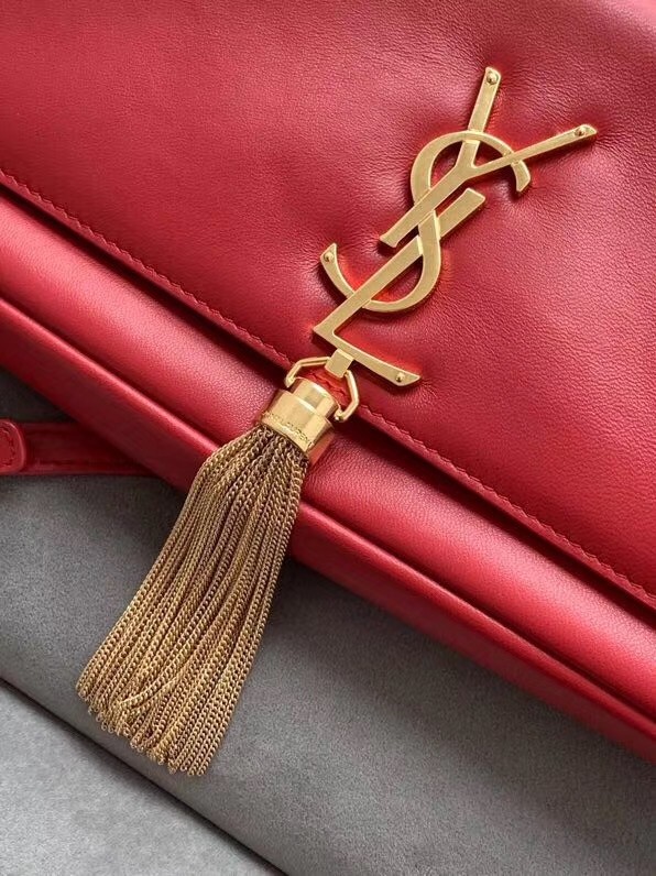 Saint Laurent Kate 99 Shoulder Bag In Red Lambskin