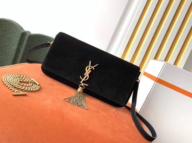 Saint Laurent Kate 99 Shoulder Bag In Black Suede