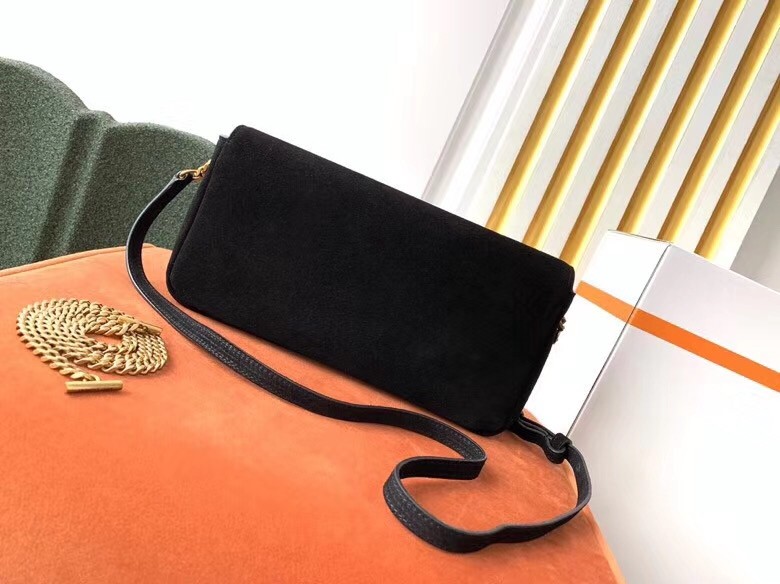 Saint Laurent Kate 99 Shoulder Bag In Black Suede