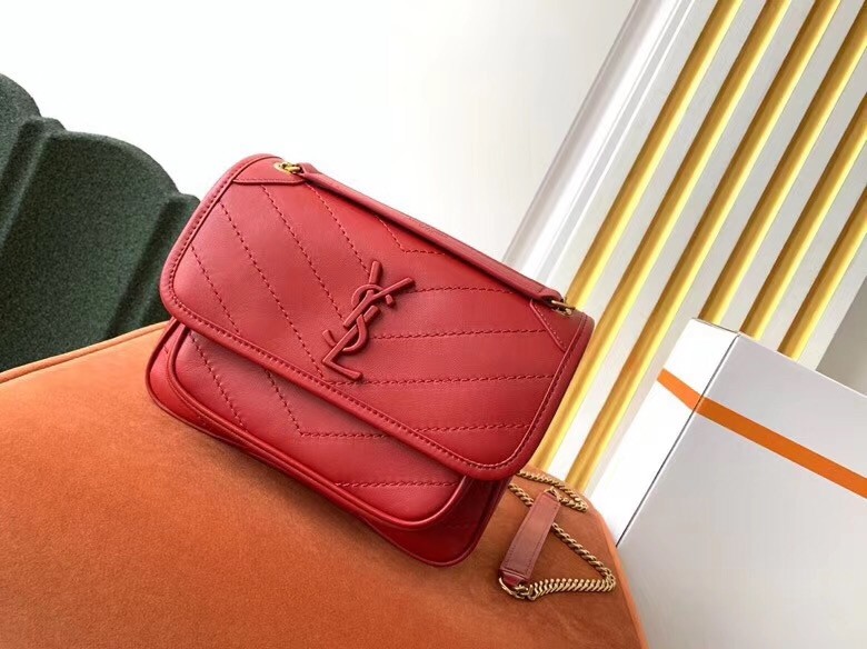 Saint Laurent Baby Niki Bag In Red Lambskin