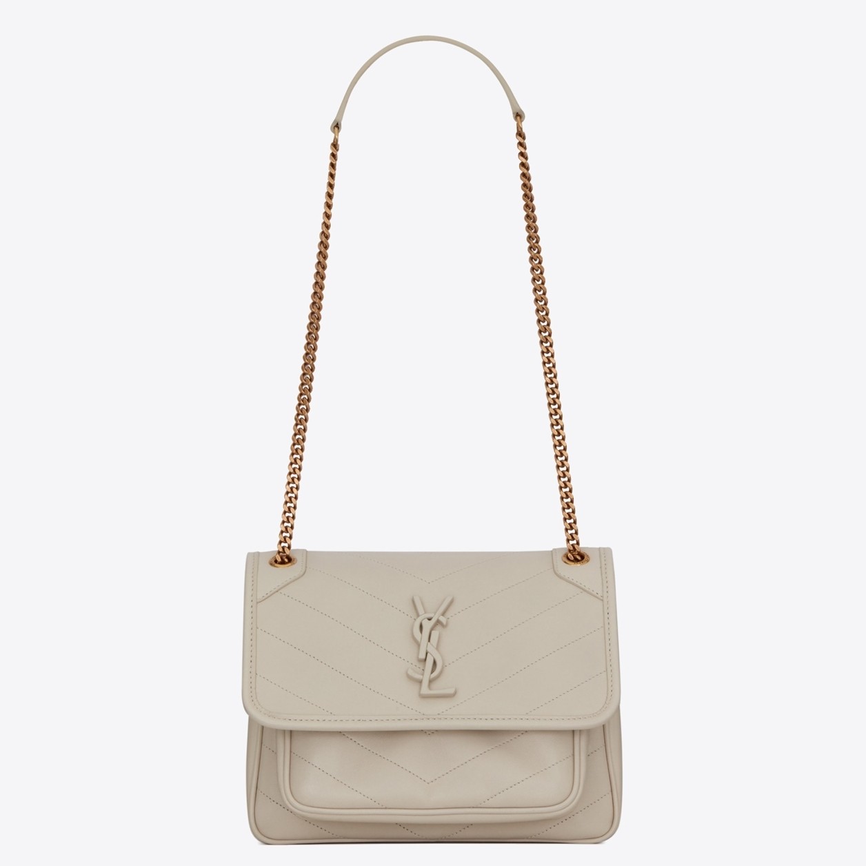 Saint Laurent Baby Niki Bag In White Lambskin