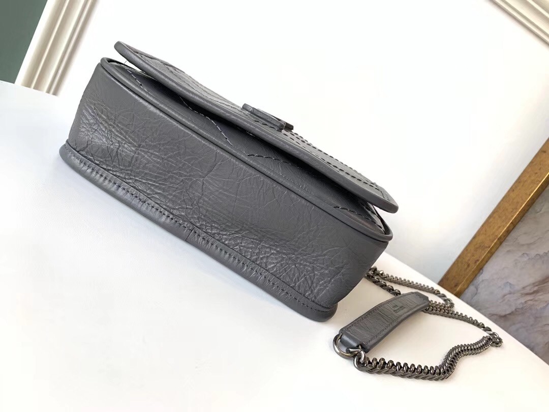 Saint Laurent WOC Niki Chain Wallet In Storm Crinkled Leather