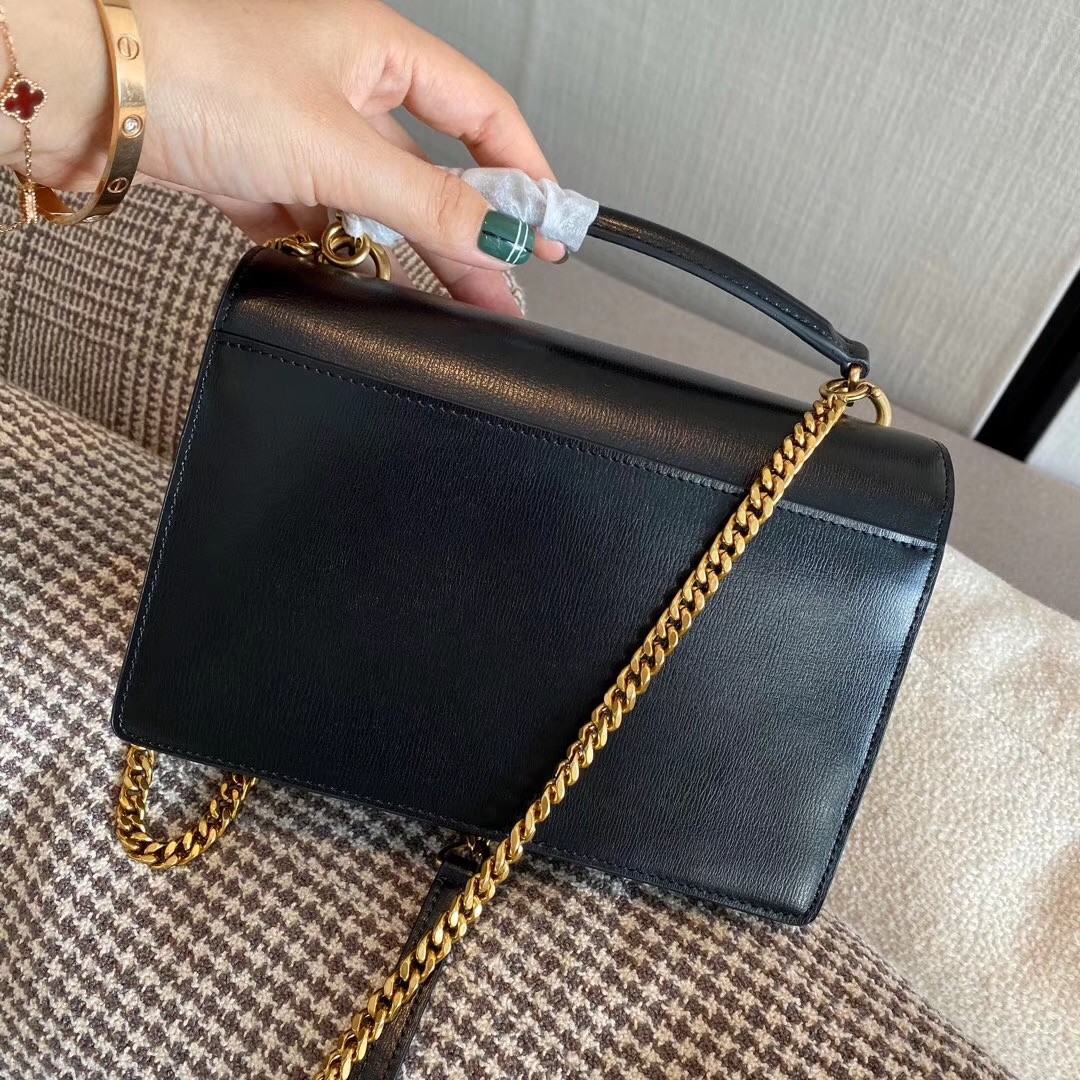 Saint Laurent WOC Sunset Chain Wallet In Black Calfskin