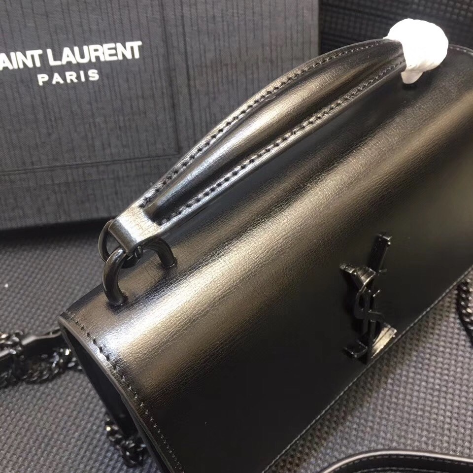 Saint Laurent WOC Sunset Chain Wallet All Black