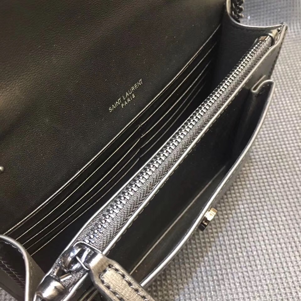 Saint Laurent WOC Sunset Chain Wallet All Black