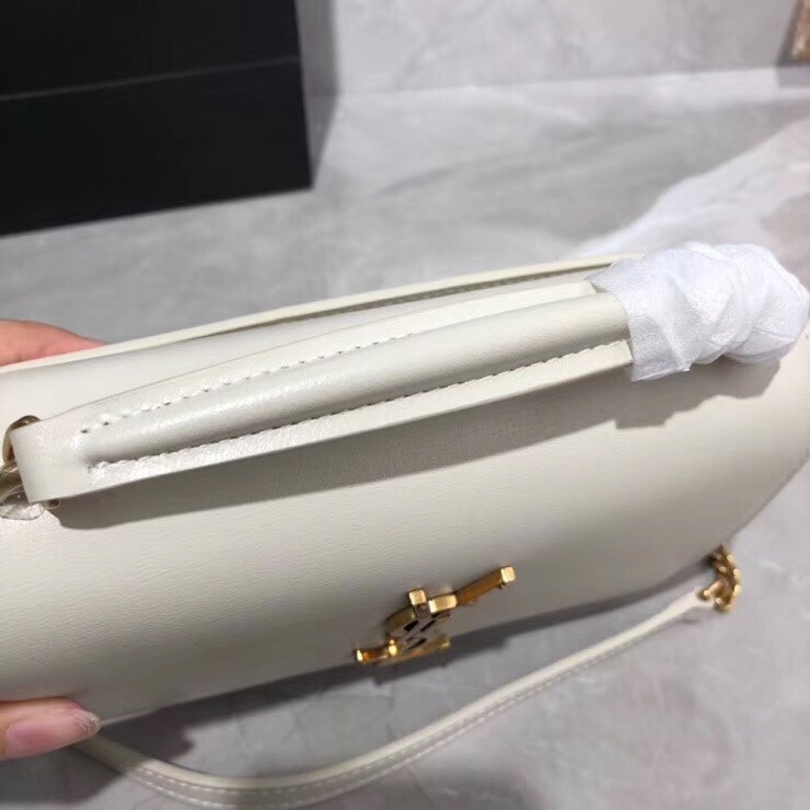 Saint Laurent WOC Sunset Chain Wallet In White Calfskin