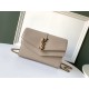 Saint Laurent WOC Sulpice Chain Wallet In Beige Calfskin