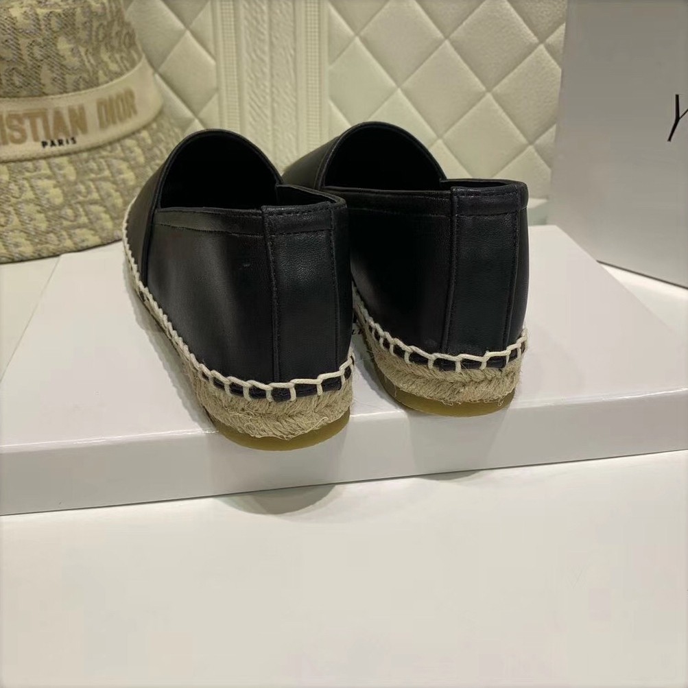 Saint Laurent Monogram Espadrilles In Black Lambskin