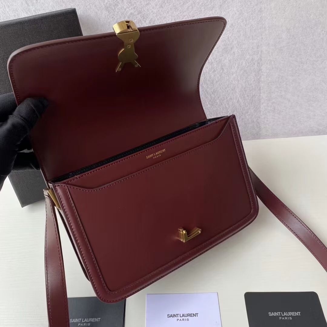 Saint Laurent Solferino Medium Bag In Bordeaux Calfskin