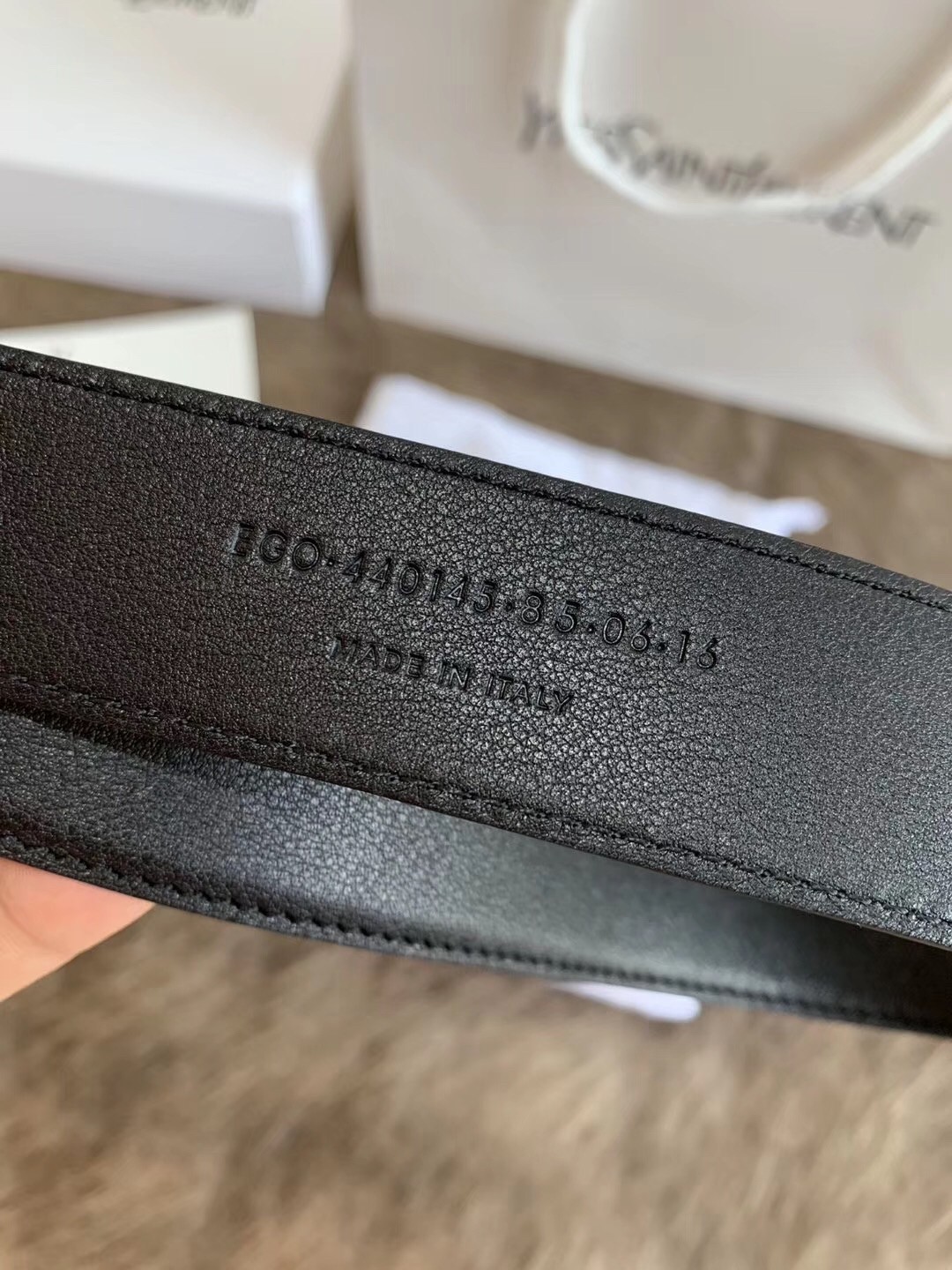 Saint Laurent Monogramme Belt 30MM In Black Calfskin