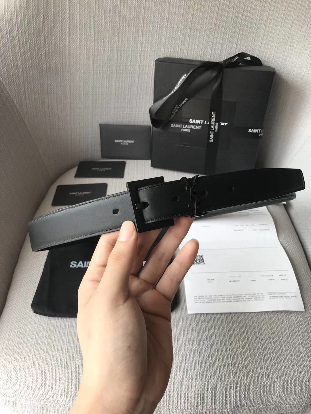 Saint Laurent Monogramme 30MM All Black Belt