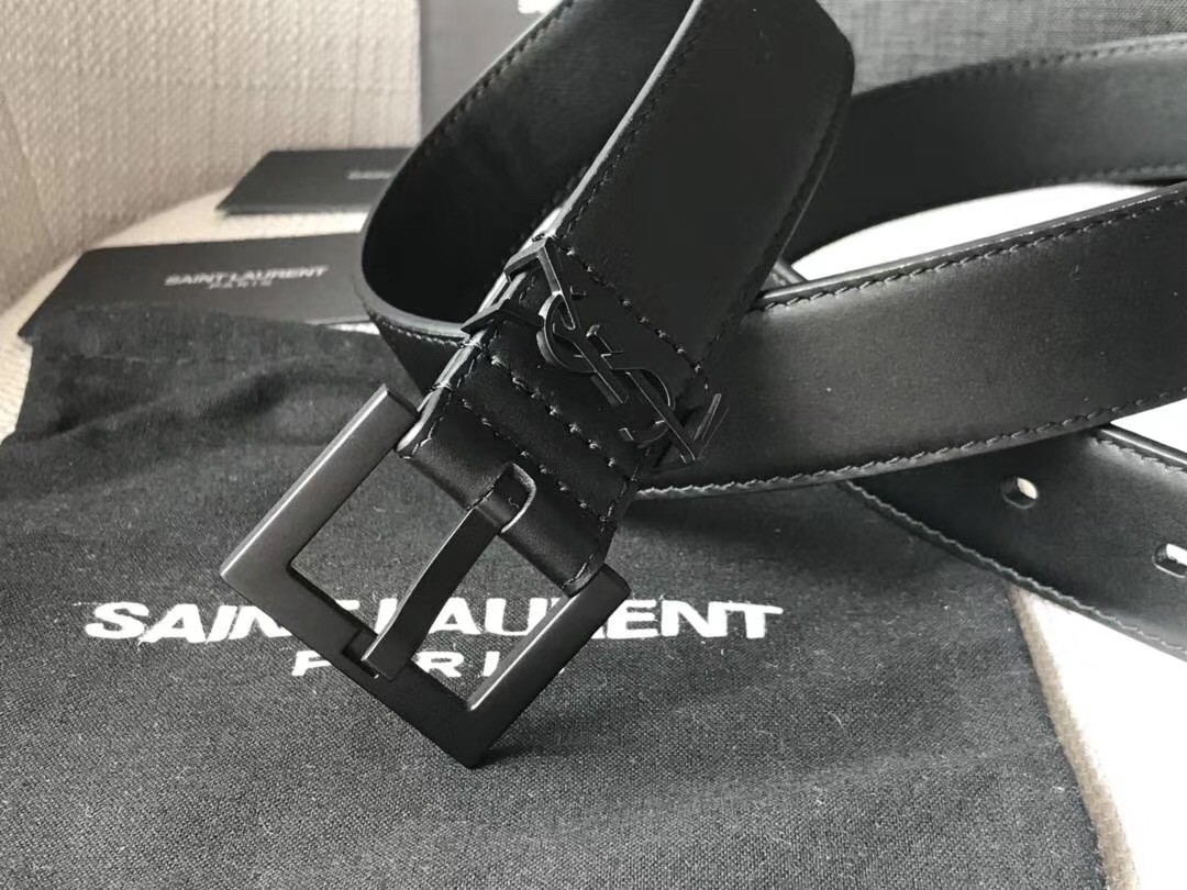 Saint Laurent Monogramme 30MM All Black Belt