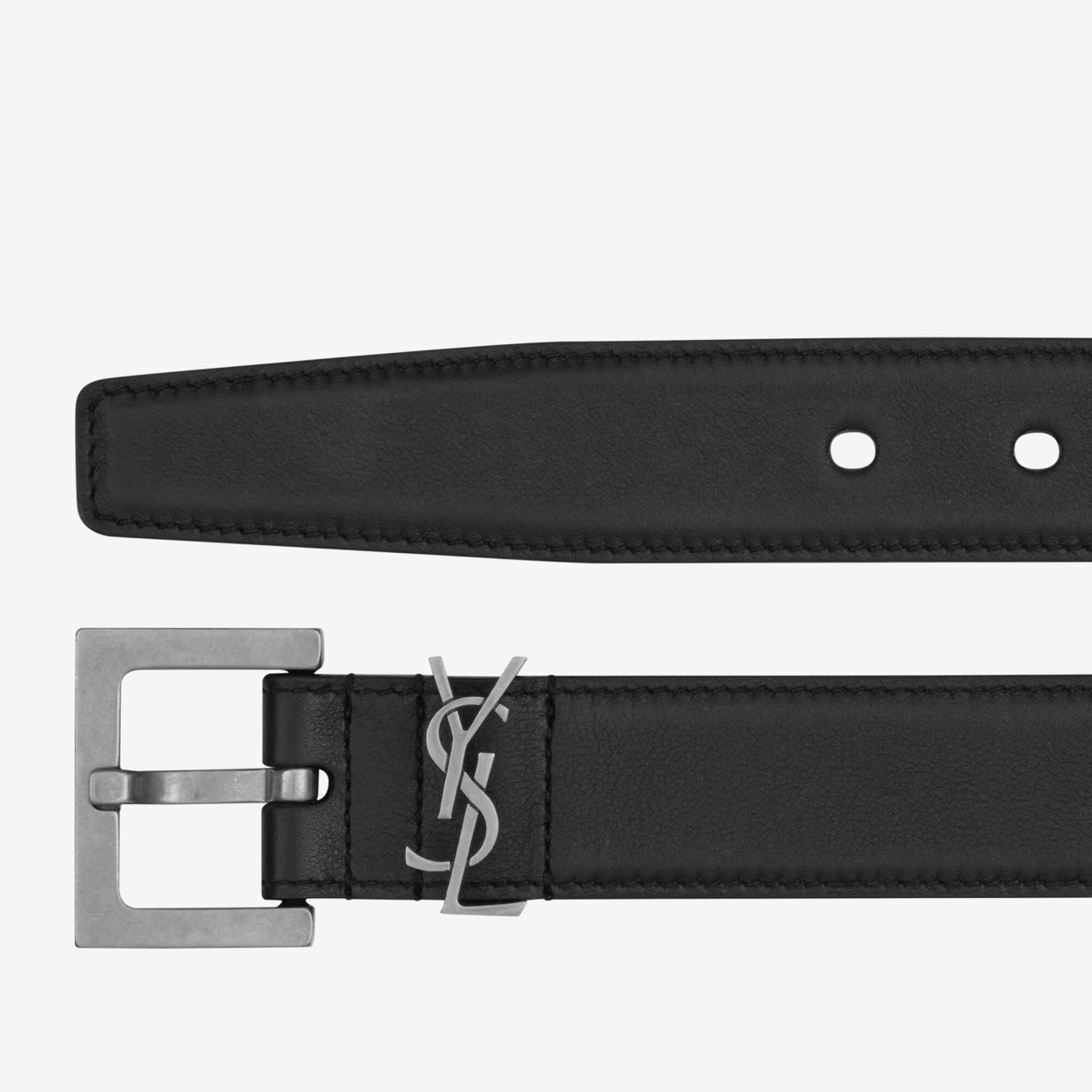 Saint Laurent Monogramme Belt 30MM In Noir Calfskin