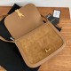 Saint Laurent Solferino Medium Soft Bag In Brown Suede