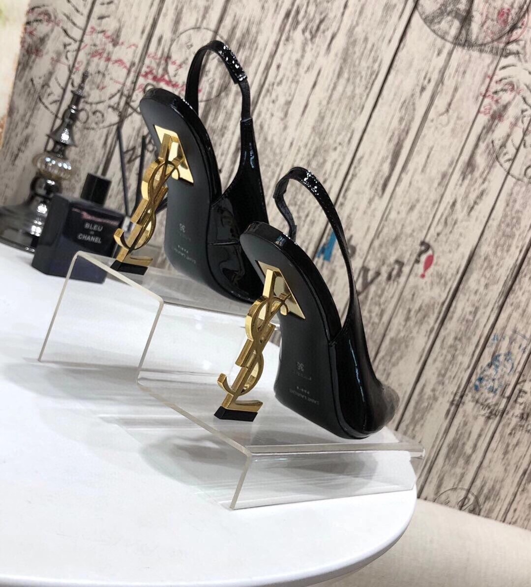 Saint Laurent Opyum Slingback Pumps 110mm With Gold-toned Heel