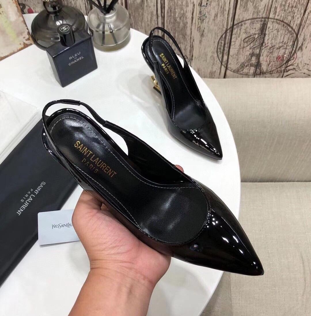 Saint Laurent Opyum Slingback Pumps 110mm With Gold-toned Heel