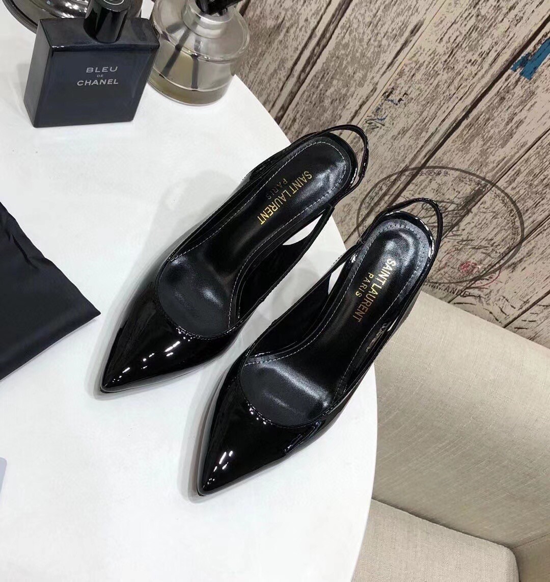 Saint Laurent Opyum Slingback Pumps 110mm With Gold-toned Heel