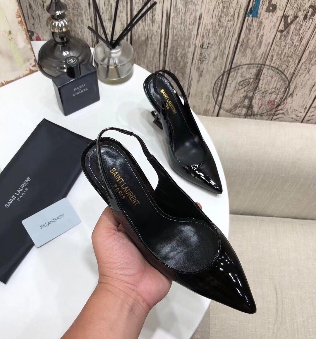 Saint Laurent Opyum Slingback Pumps 110mm With Black-toned Heel