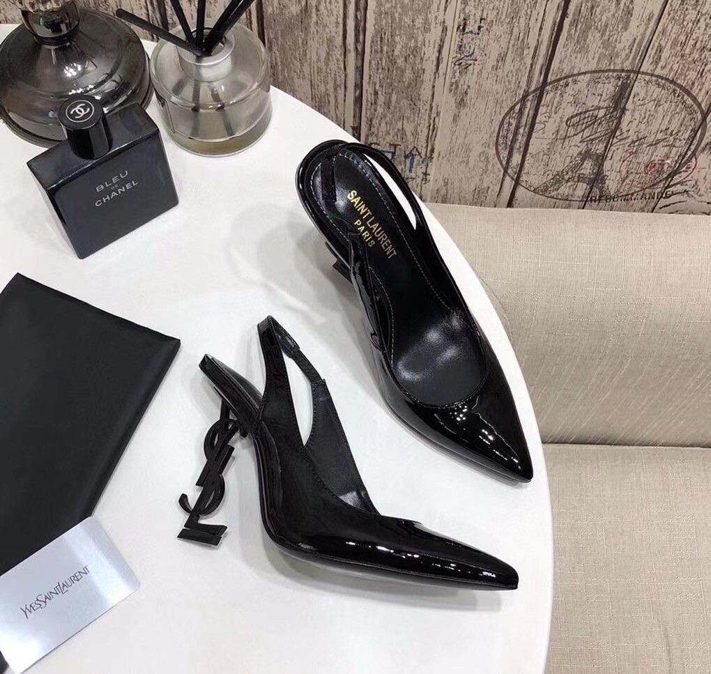 Saint Laurent Opyum Slingback Pumps 110mm With Black-toned Heel