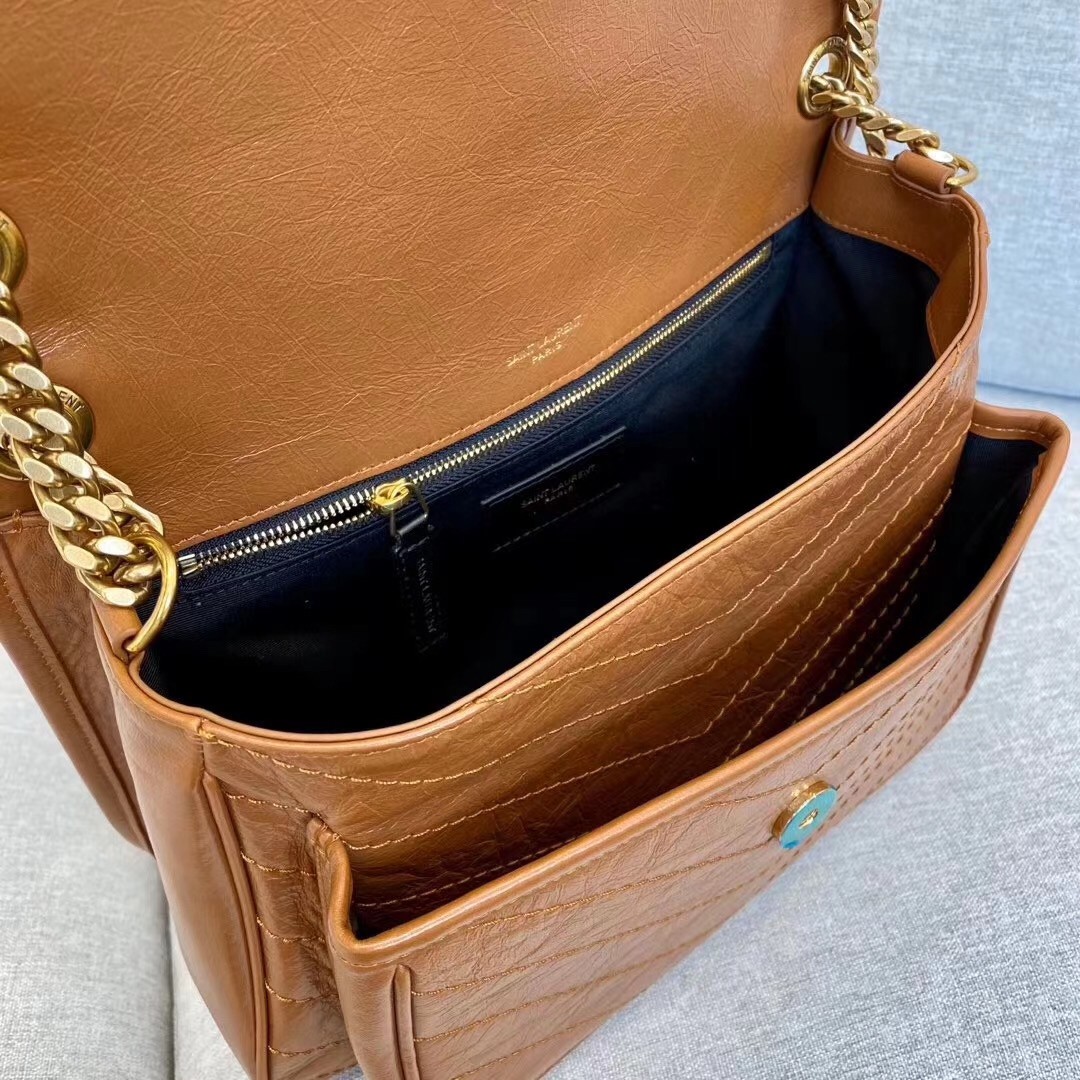 Saint Laurent Medium Niki Bag In Brown Calfskin