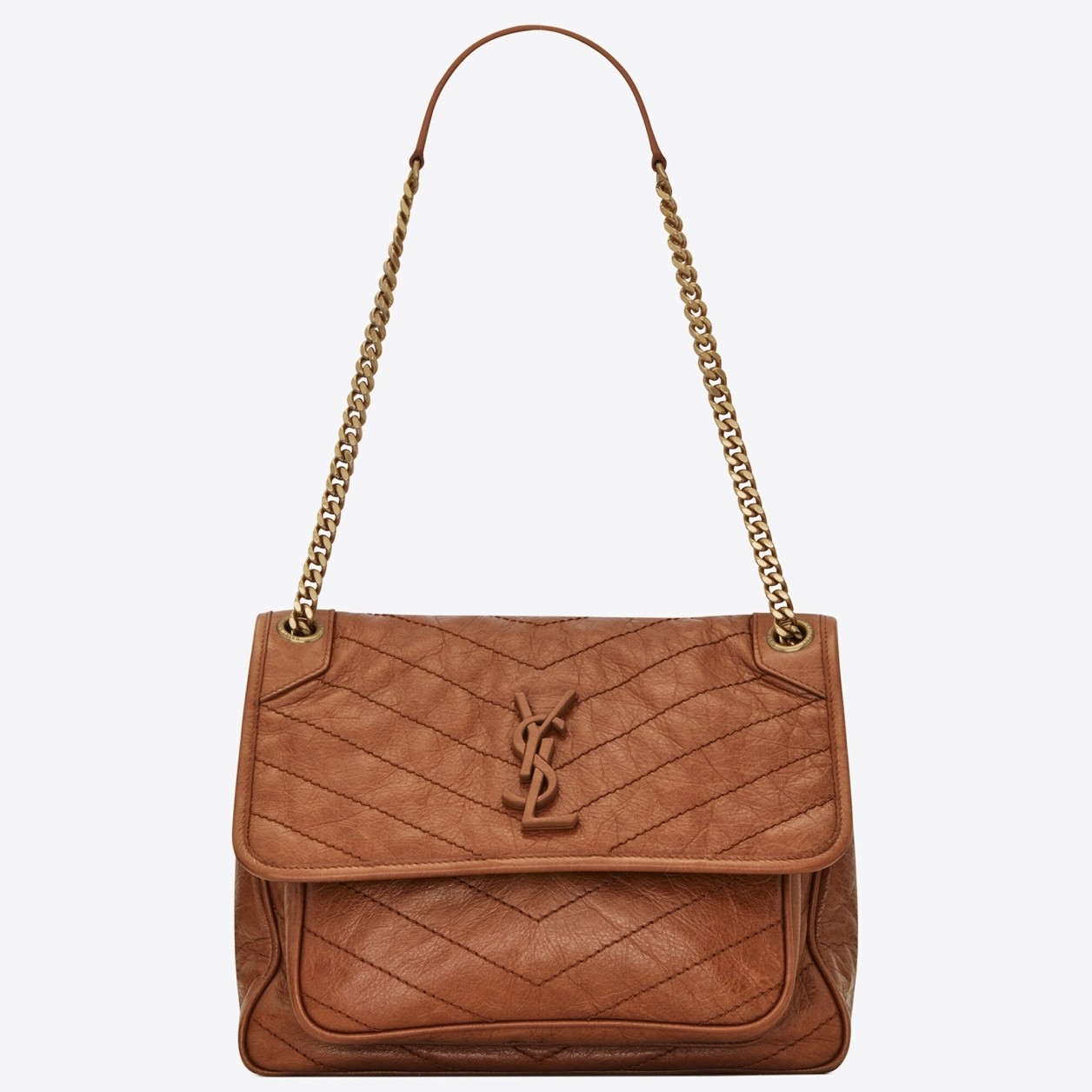 Saint Laurent Medium Niki Bag In Brown Calfskin