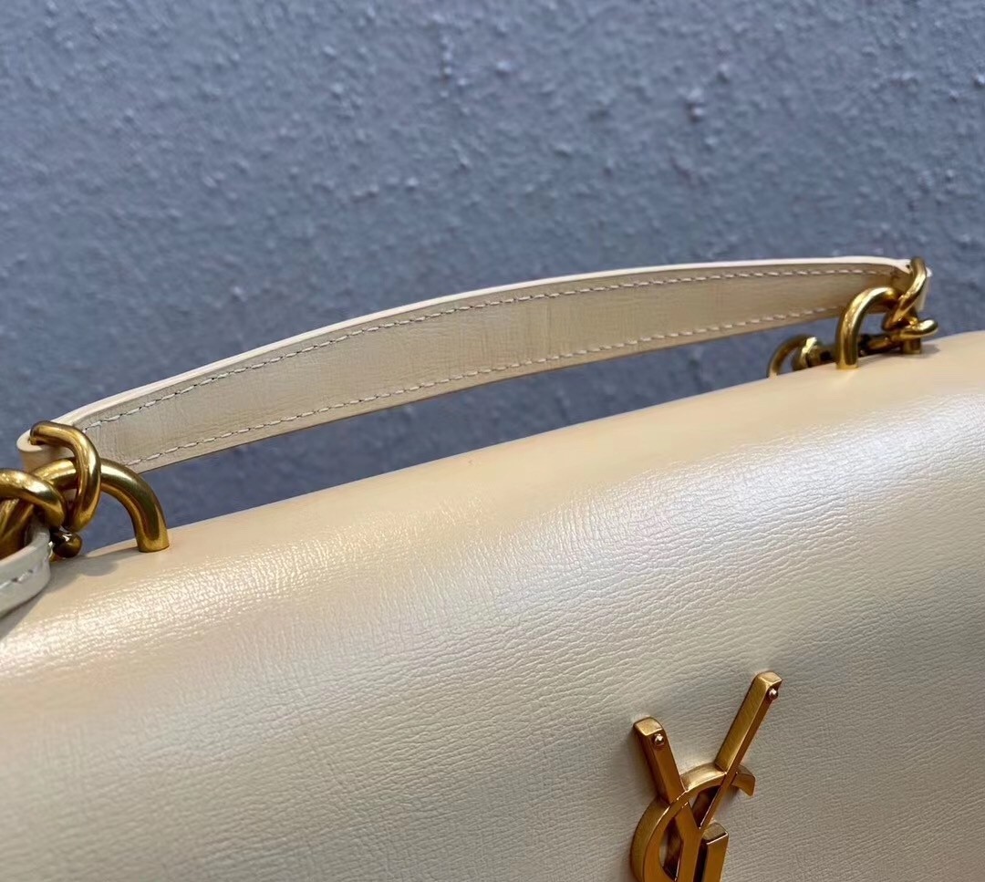 Saint Laurent New Medium Sunset Bag In Beige Calfskin