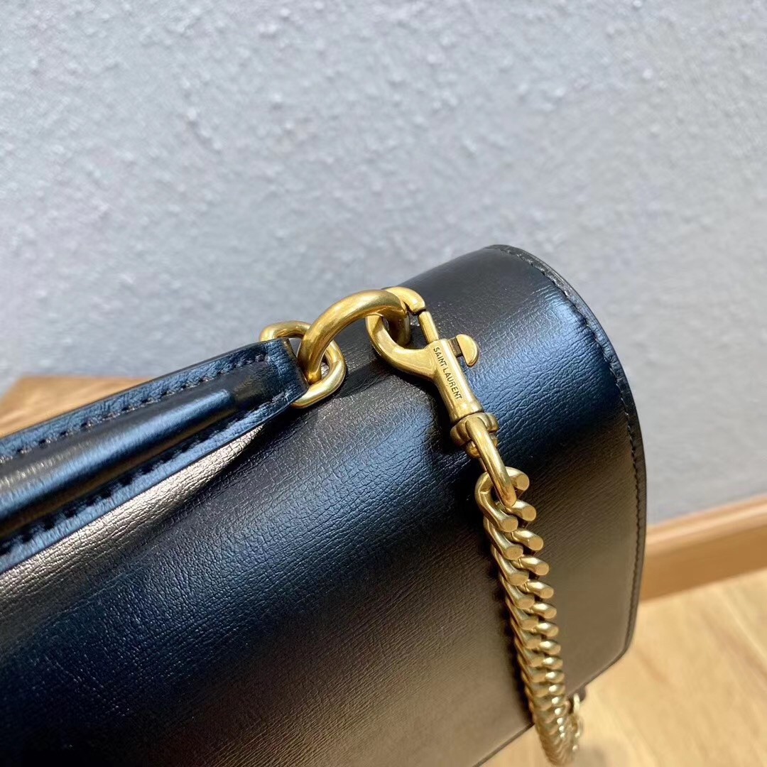 Saint Laurent New Medium Sunset Bag In Black Calfskin