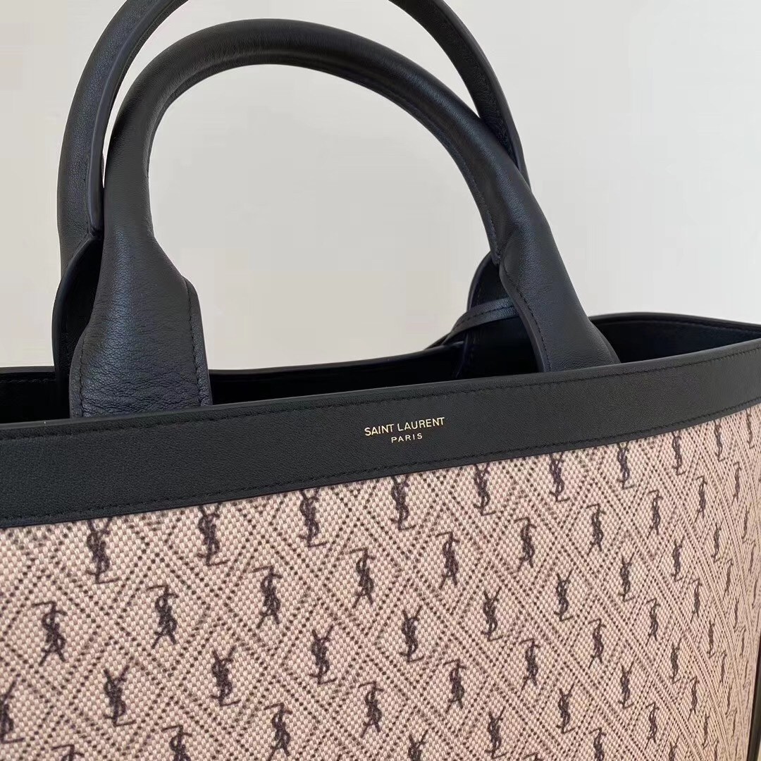 Saint Laurent Monogram All Over Cabas Tote In Canvas