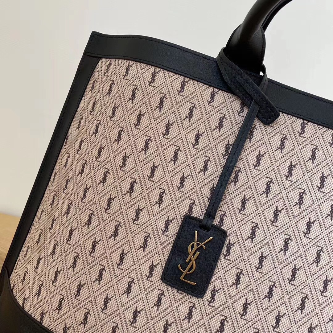 Saint Laurent Monogram All Over Cabas Tote In Canvas