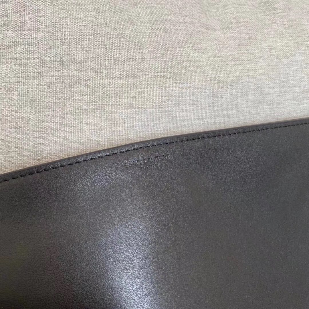 Saint Laurent Tag Hobo Bag In Black Calfskin