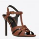 Saint Laurent Tribute High Heel Sandals In Brown Calfskin