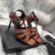 Saint Laurent Tribute High Heel Sandals In Brown Calfskin