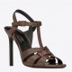 Saint Laurent Tribute High Heel Sandals In Chocolate Calfskin